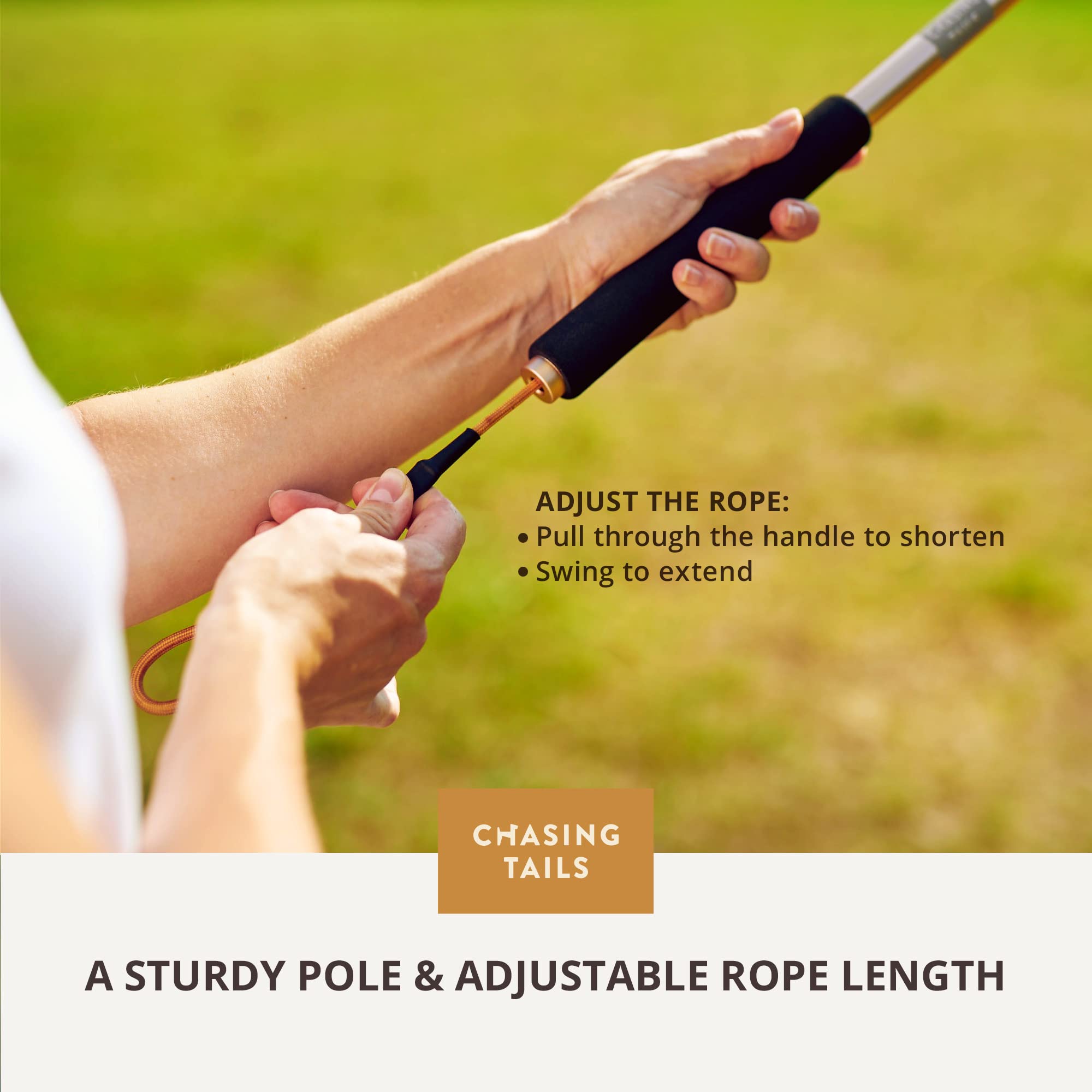 Chasing Tails Flirt Pole ofrece juego interactivo para perros activos.
