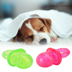Chazcool pacificador para cachorros pequeños en verde, estimula juego y mordida segura.