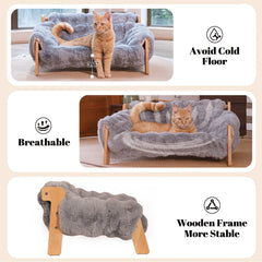 CHEERHOME PETS madera-haya-cama-gato: marco estable y soporte cómodo.