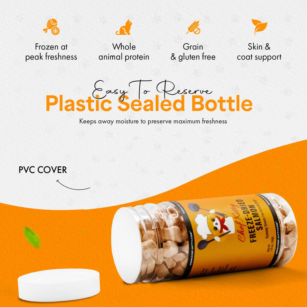 Chef Kitty augmentation-saveur-saumon-seche: rehausseur de repas sans changer le plat.