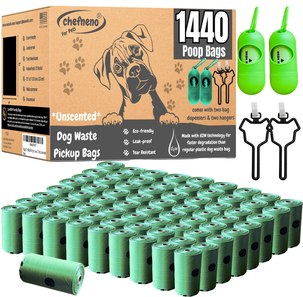 CHEFNENO bolsas biodegradables con dispensador para paseos limpios