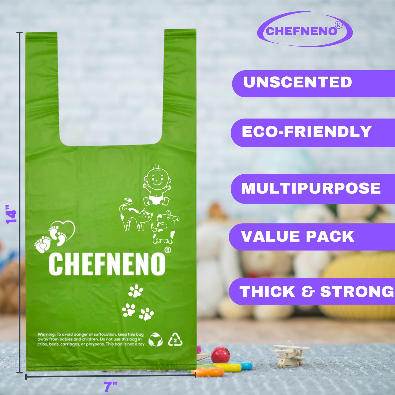 Bolsas CHEFNENO para excrementos de perro, duraderas y sin fugas.