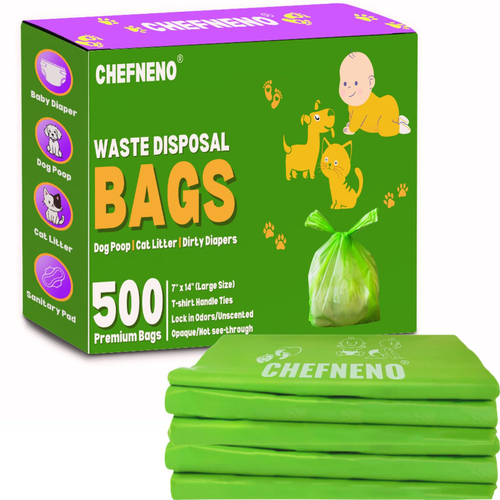 Bolsas CHEFNENO para pañales biodegradables con cierre fácil.