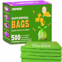 Bolsas CHEFNENO para pañales biodegradables con cierre fácil.