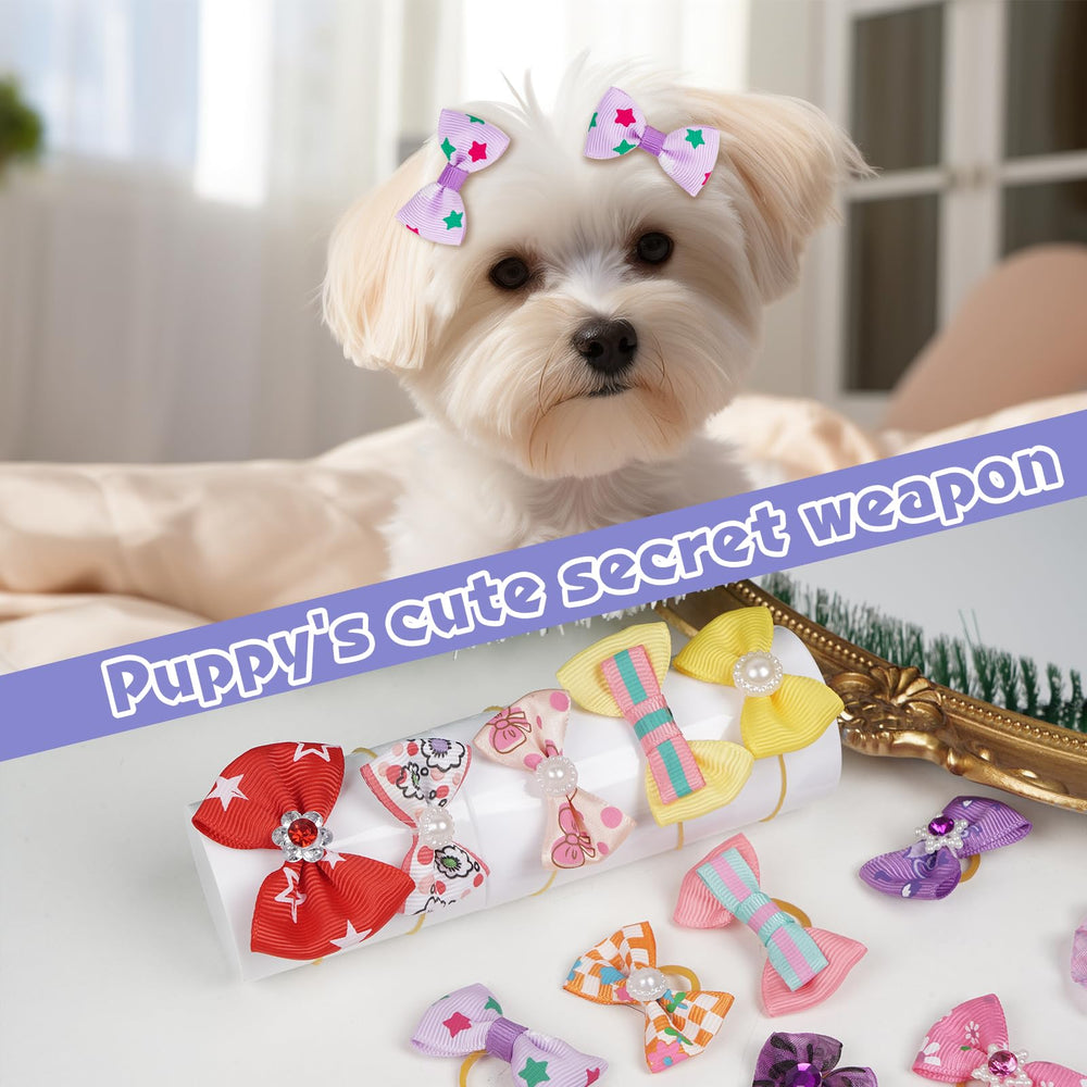 Lazo con detalles brillantes para resaltar el pelaje del perro Yorkshire.