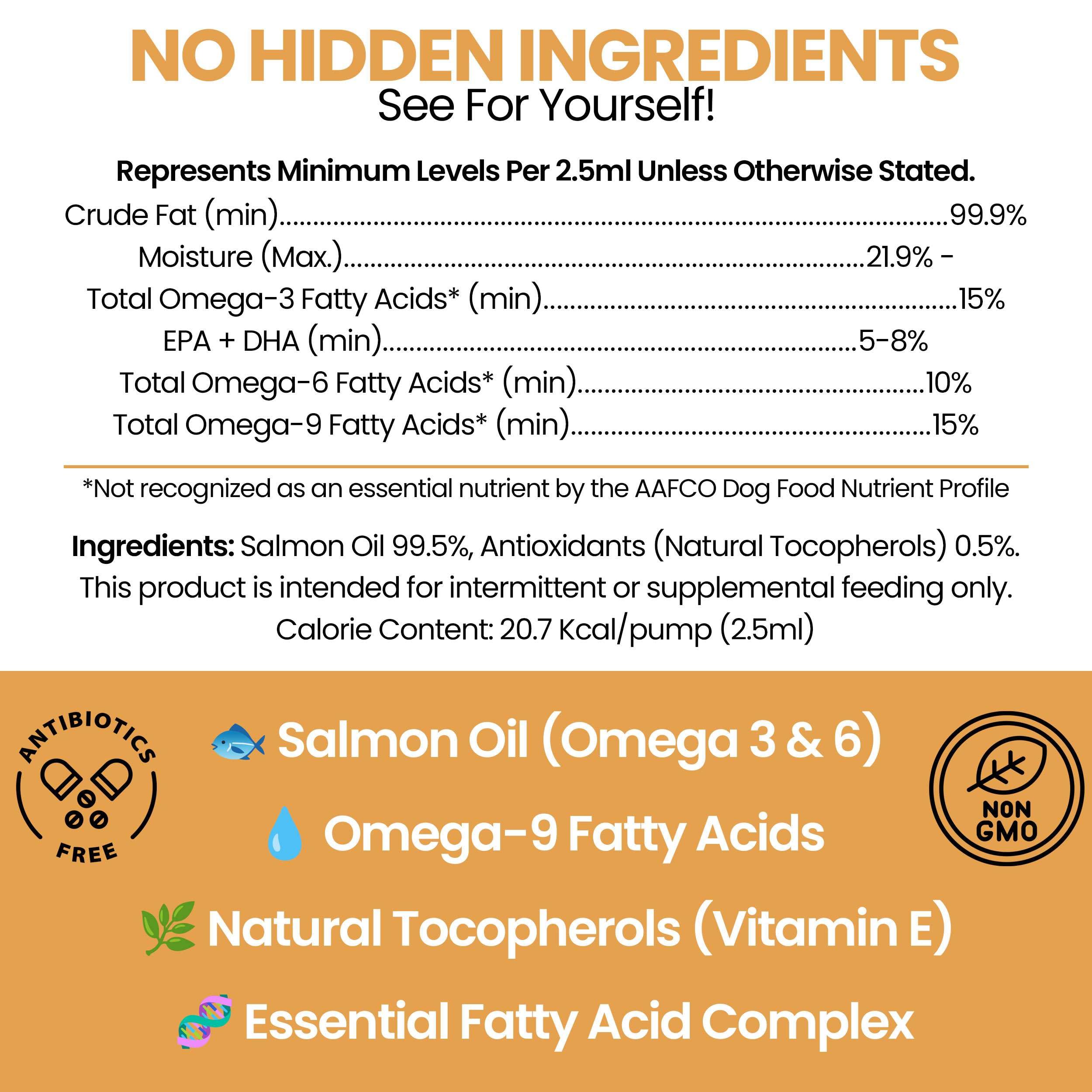 Chew + Heal Labs Aceite de Salmón para Perro, dosis diaria.