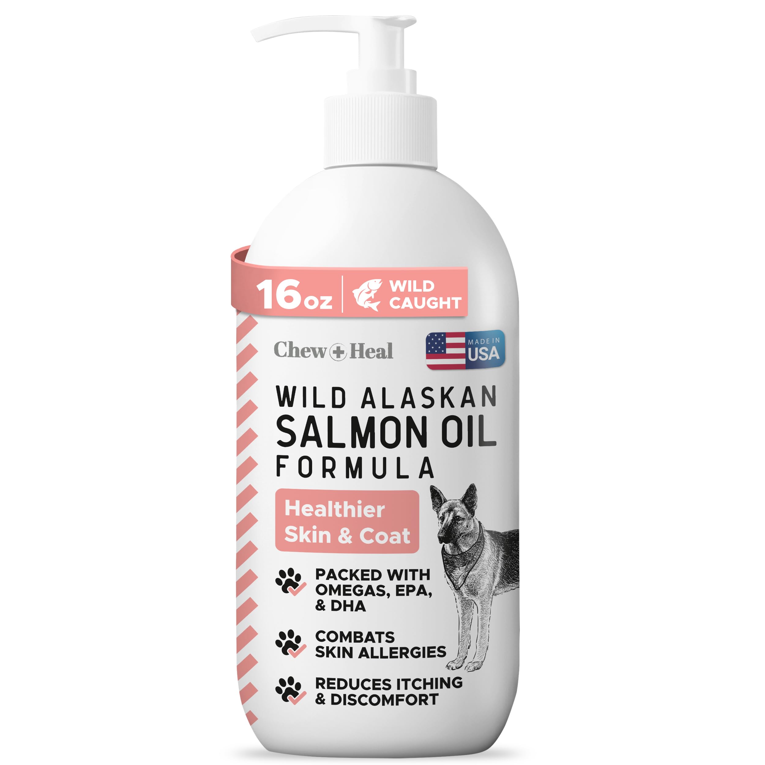 Chew + Heal Labs Aceite salmón salvaje Alaska con bomba para dosificar