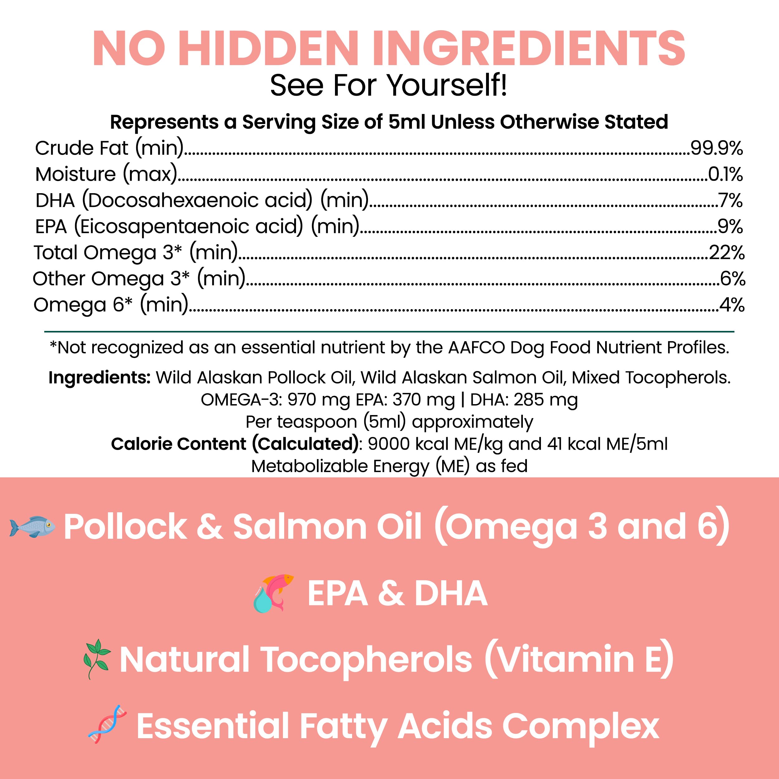 Etiqueta clara de Chew + Heal Labs Aceite de salmón para perros