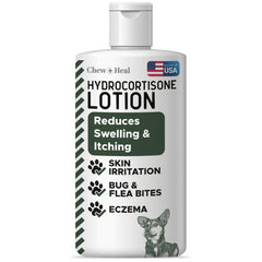 Chew + Heal Labs Hidrocortisona para perros, alivio posible de irritación.