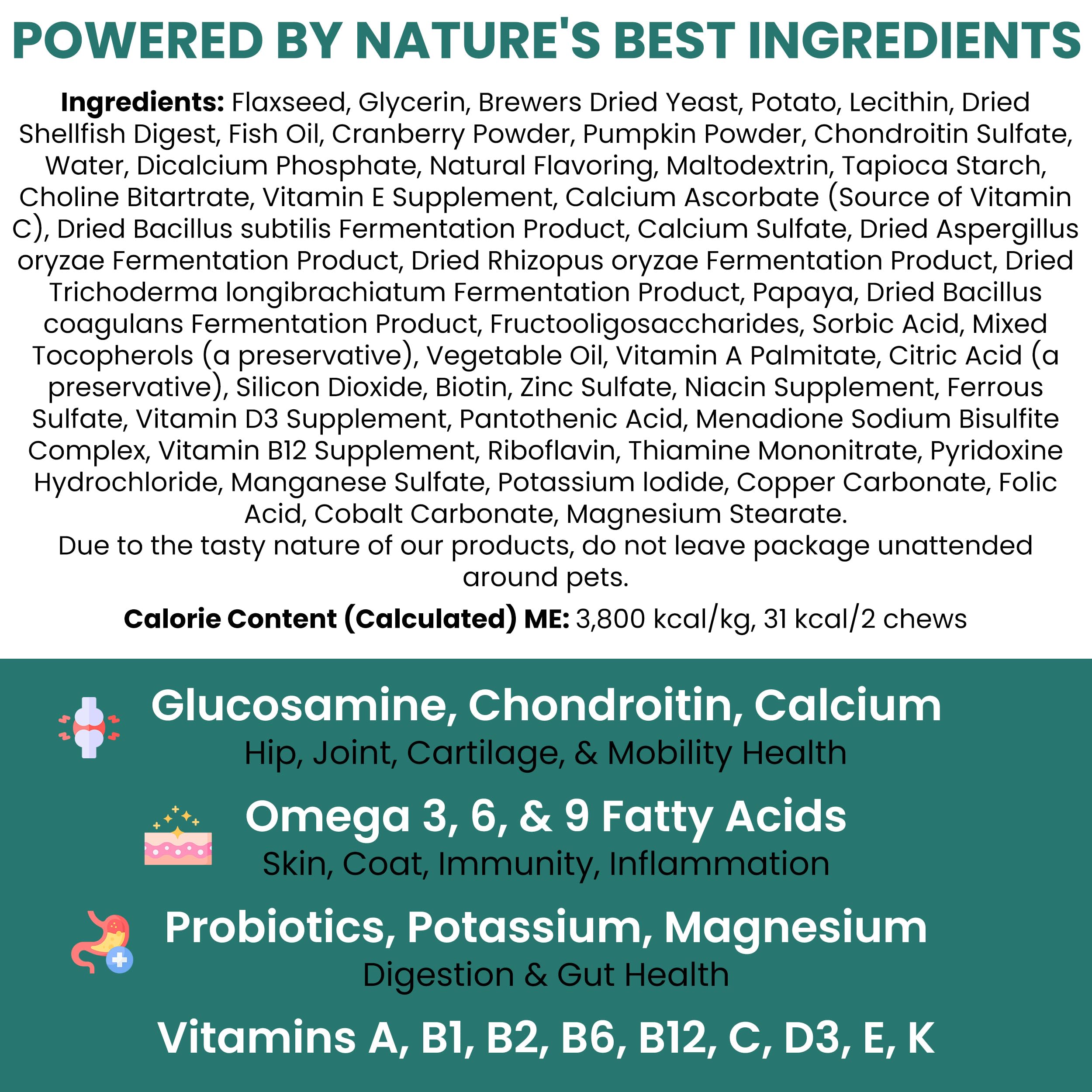 Chew + Heal Labs omega-3 para pelaje brillante y piel saludable.