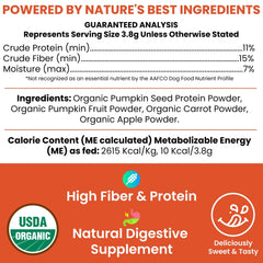 Chew + Heal Labs polvo de calabaza para perros con cucharita de 5cc para dosis precisa