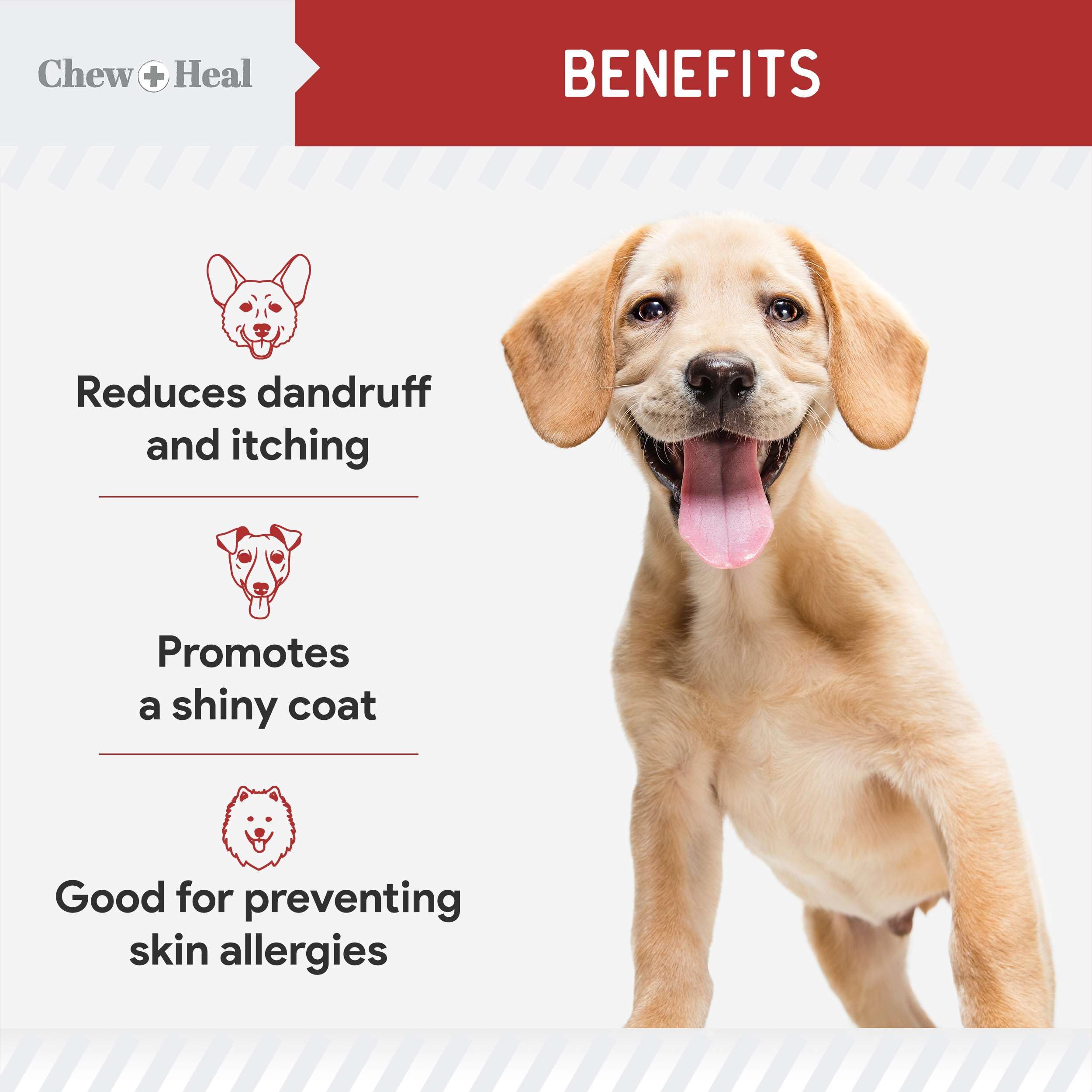Chew + Heal Labs proceso hecho en EE. UU., calidad y seguridad.