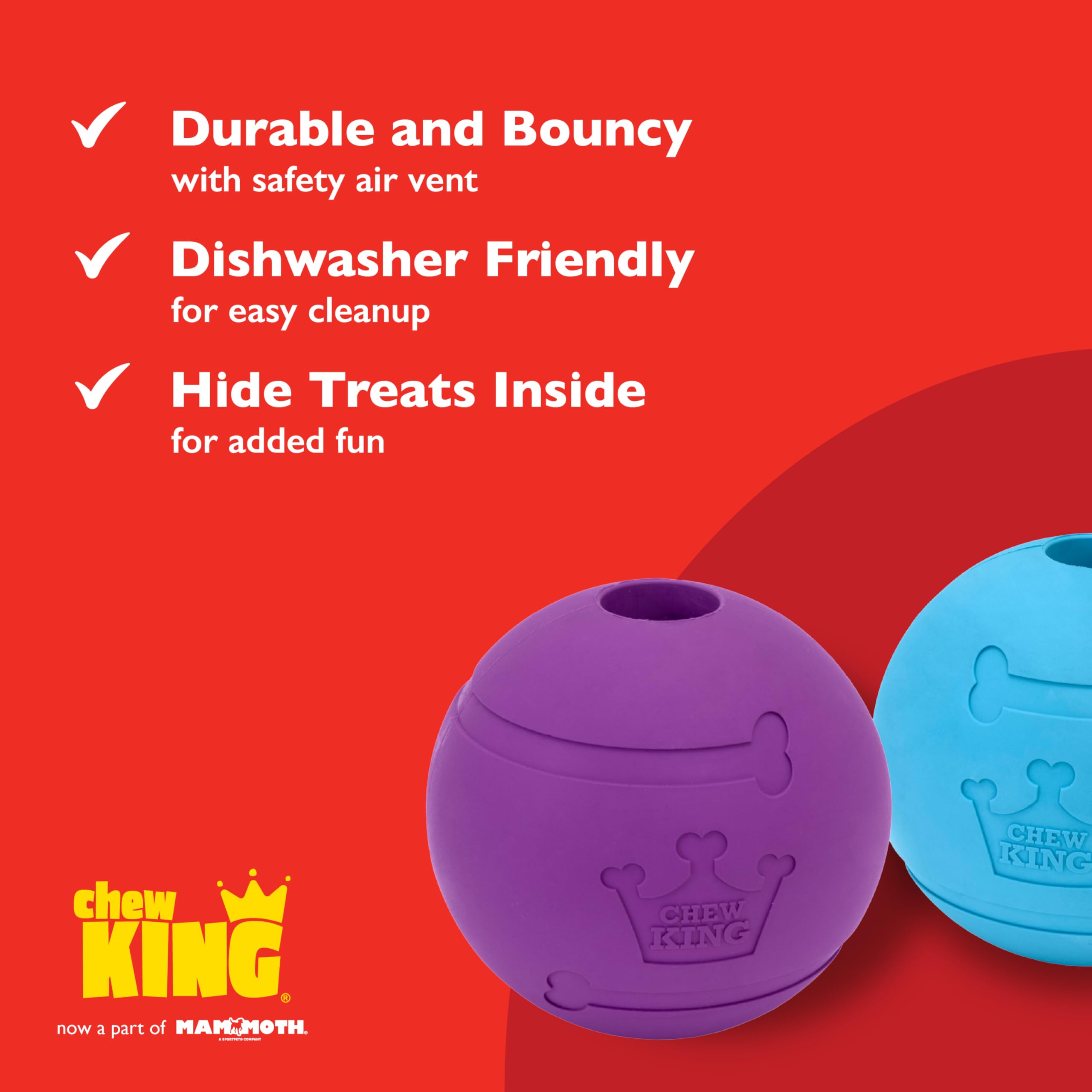 Chew King bola rellenable con premio para estimular juego.