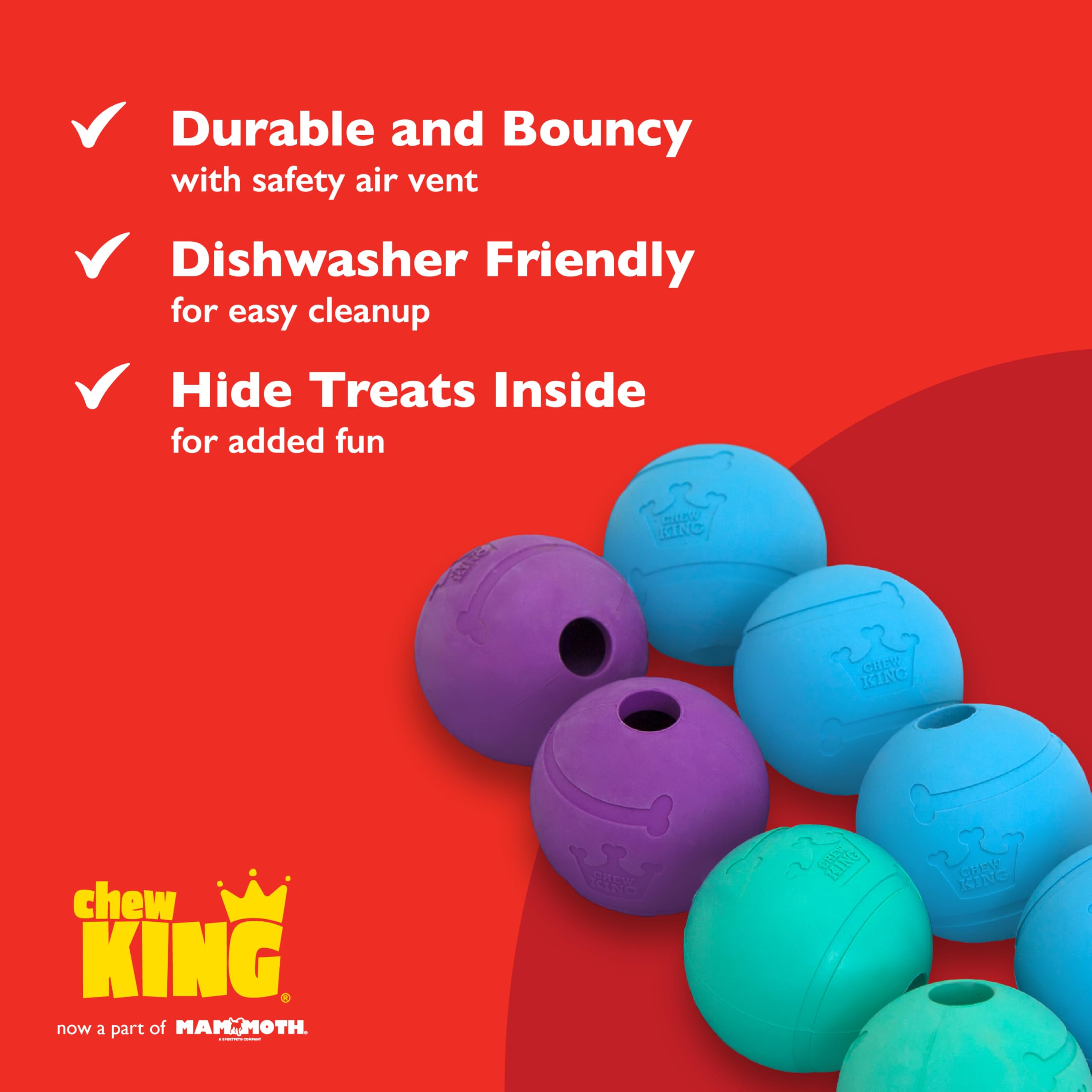 Chew King bola con ventilación de seguridad para juego seguro
