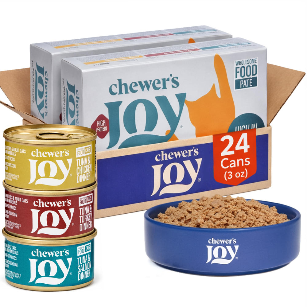 Chewer's Joy Variedad gatos pate húmeda para todas las edades.