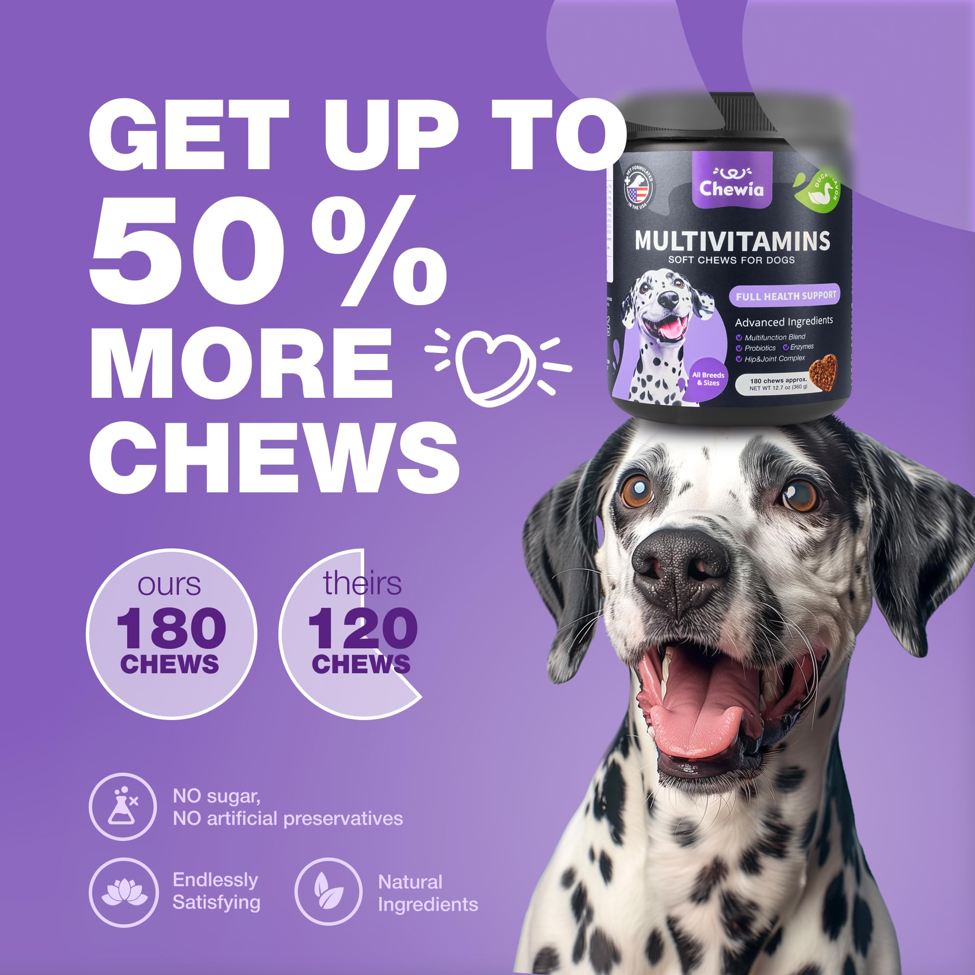 CHEWIA ingredientes de calidad: MSM, quercetina y vitaminas para el bienestar