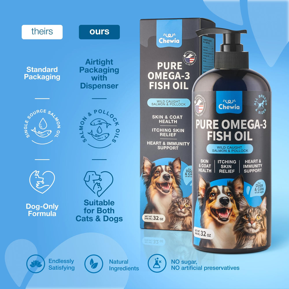CHEWIA Salmón salvaje y pollock, omega-3 para pelaje sano.