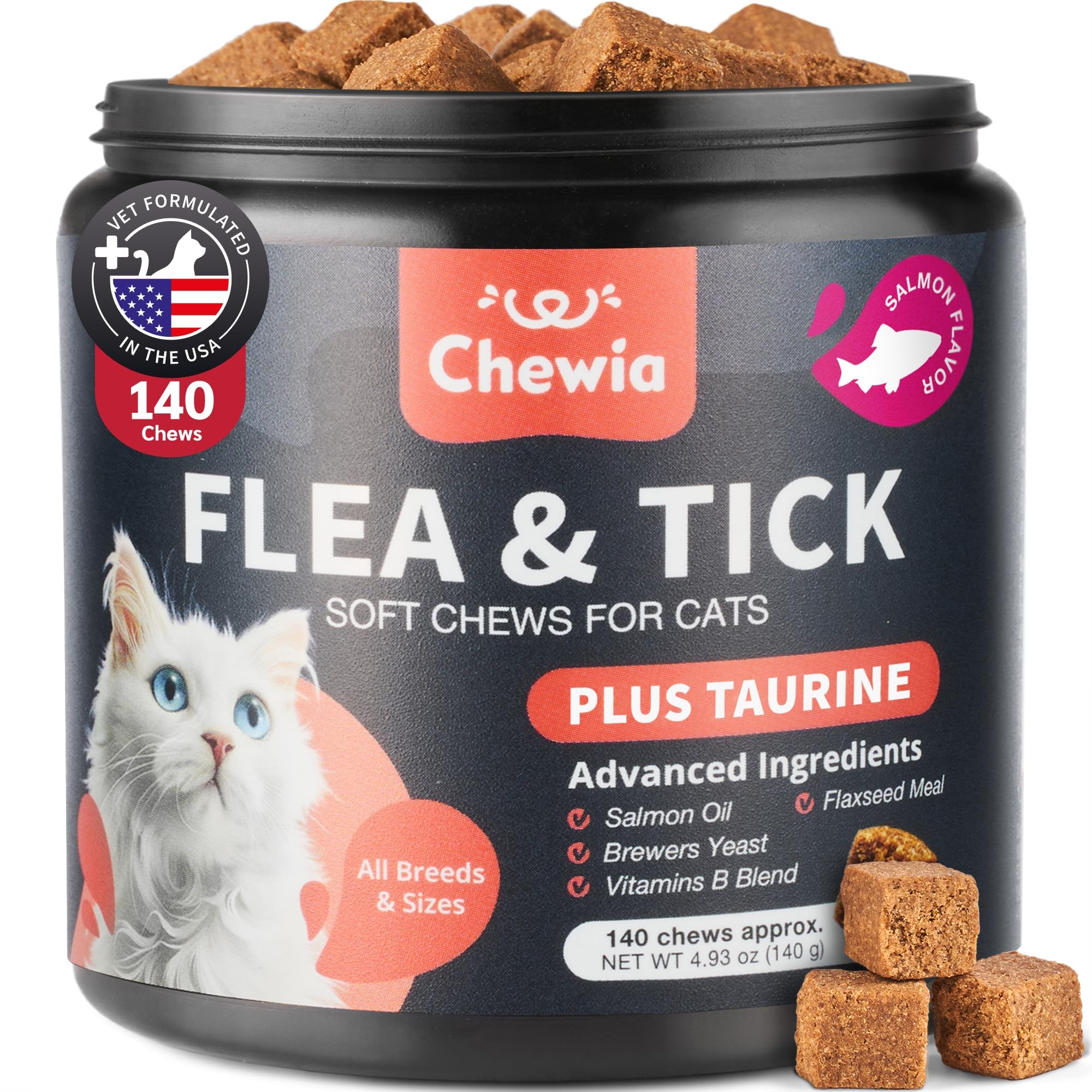 Caja CHEWIA muestra tratamiento diario antipulgas para gatos.