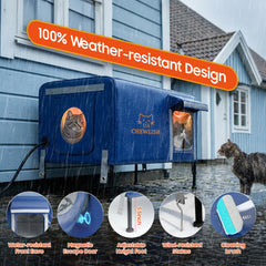 Chewlish: casa-gato-exterior-impermeable, protección contra lluvia y viento.
