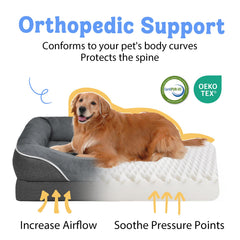 Cama Chez Paw con borde de 360° ofrece apoyo envolvente para la cabeza y el cuello.