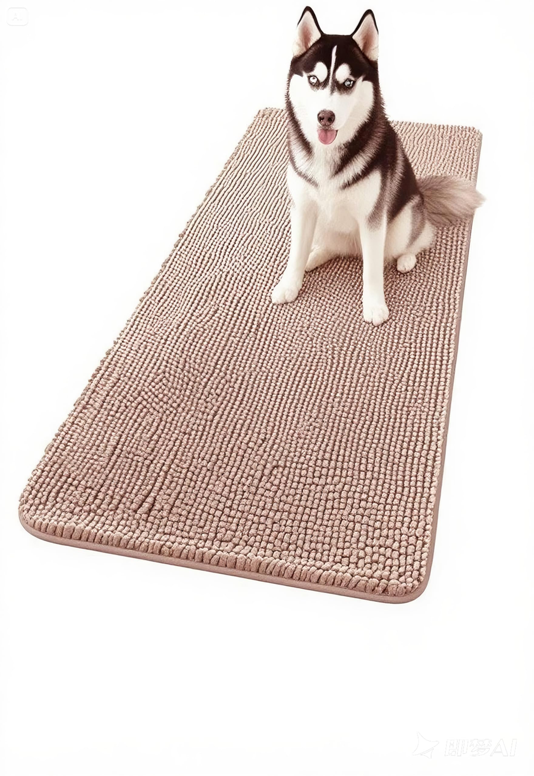 ChgLiPets alfombra puerta perro tono arena; chenille suave para entrada limpia.