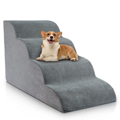 Chic Threads escalones para perro, cuatro pasos, acceso seguro a cama alta