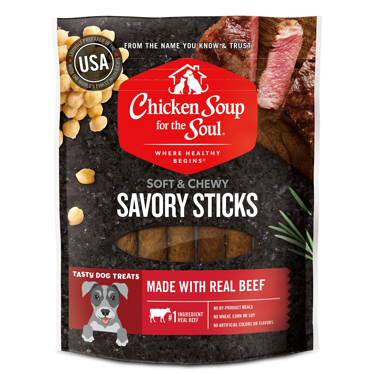 Chicken Soup for the Soul palitos de carne real primer ingrediente, premio sabroso