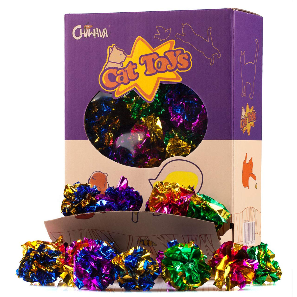 CHIWAVA bolas de poliéster metalizado brillantes, perfecto para juego activo de gatos.