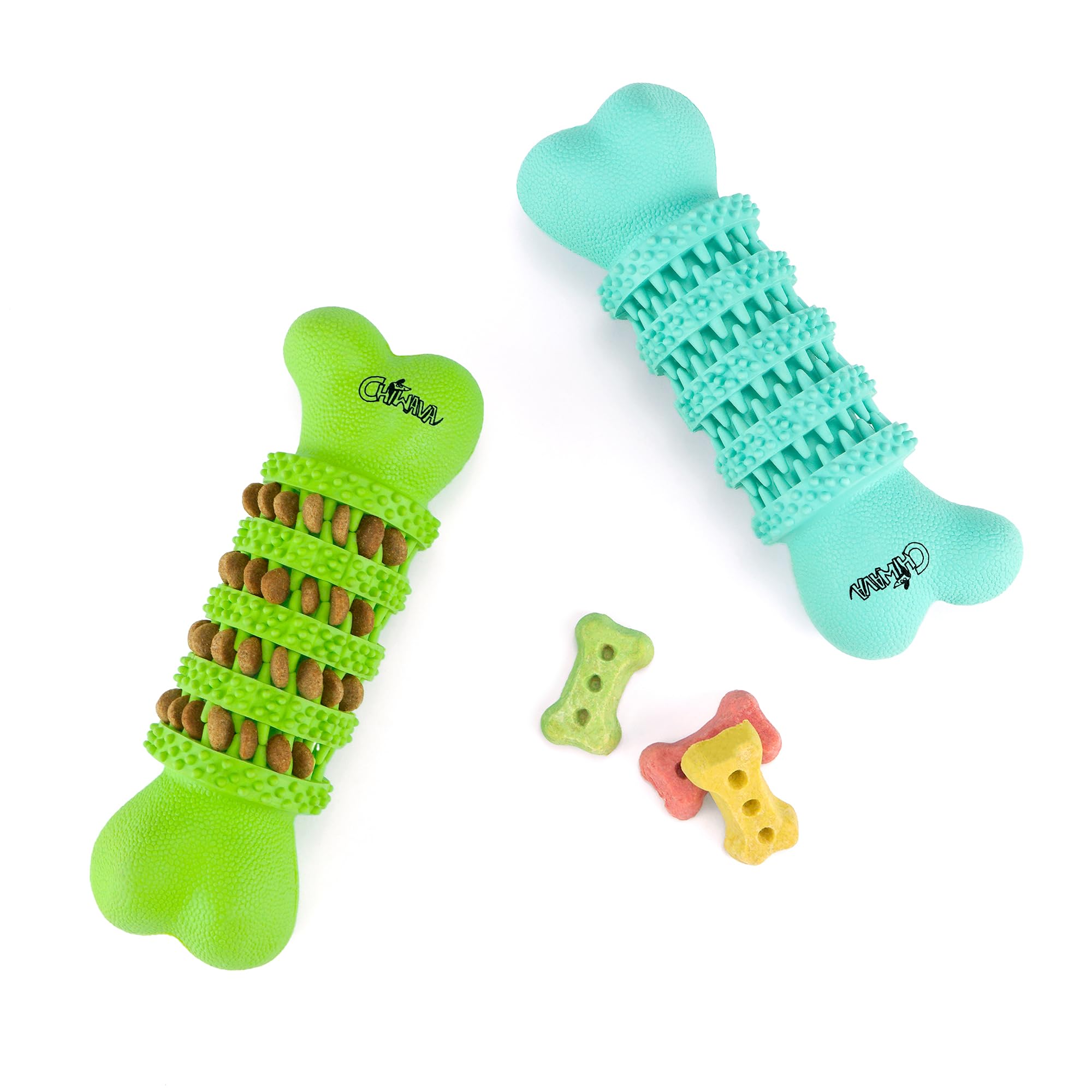 CHIWAVA hueso goma dental centrado, muestra área de masaje suave para encías sensibles.