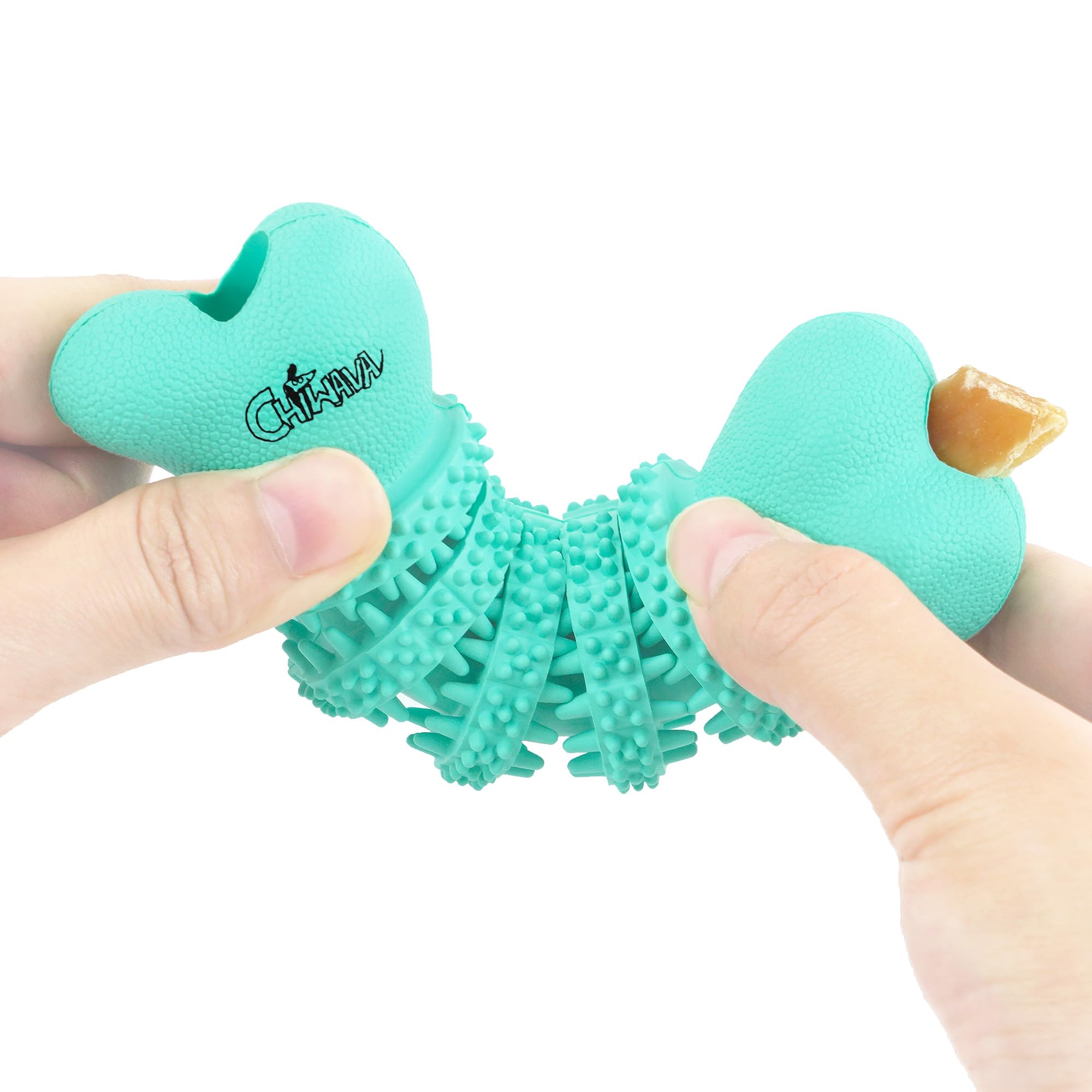 CHIWAVA juguete dental para perros pequeños, muestra cavidad para colocar comida y aumentar interés.