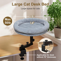 Cama para gato Chloraeon en escritorio, diámetro de 18 pulgadas para más espacio