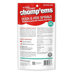 CHOMP 'EMS masticables de res con filete de pato para sabor intenso.
