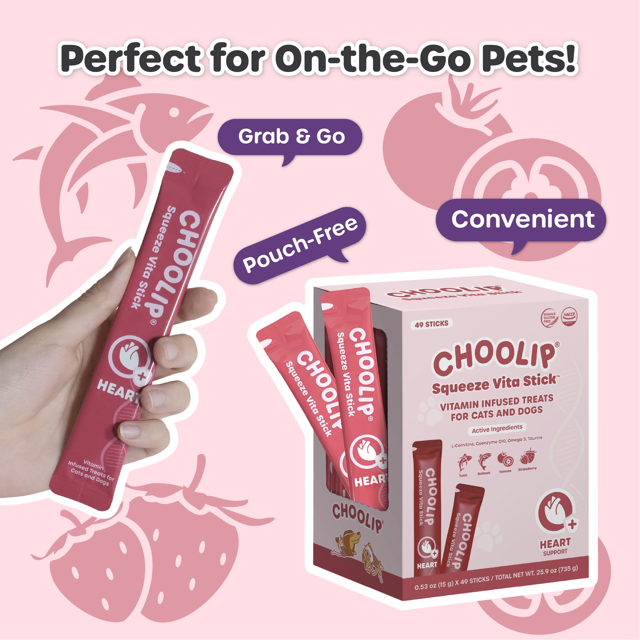 Choolip Palitos Vita, snack fácil de servir para gatos y perros.