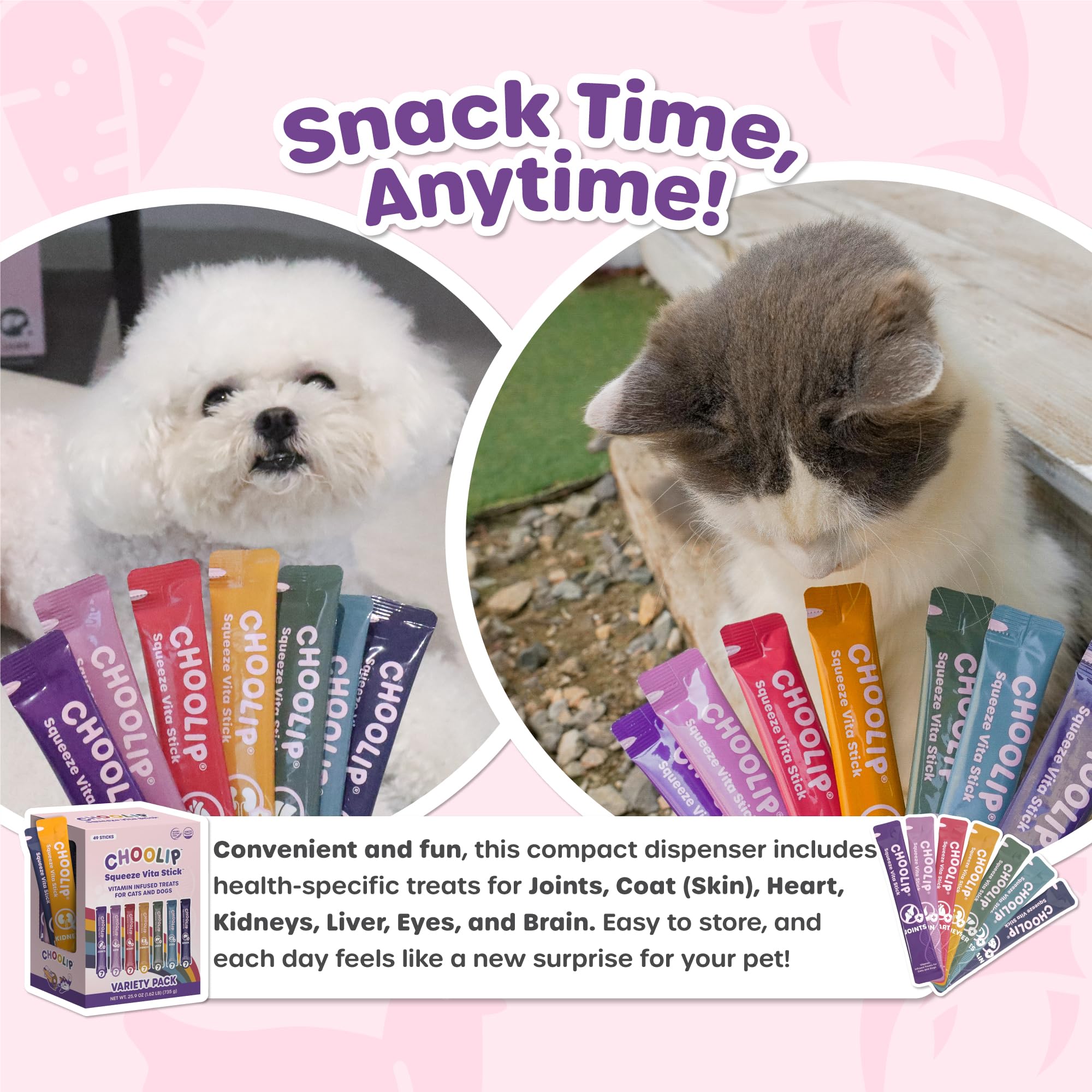 Choolip Squeeze Vita Stick, fórmula veterinaria, confianza para dueños.