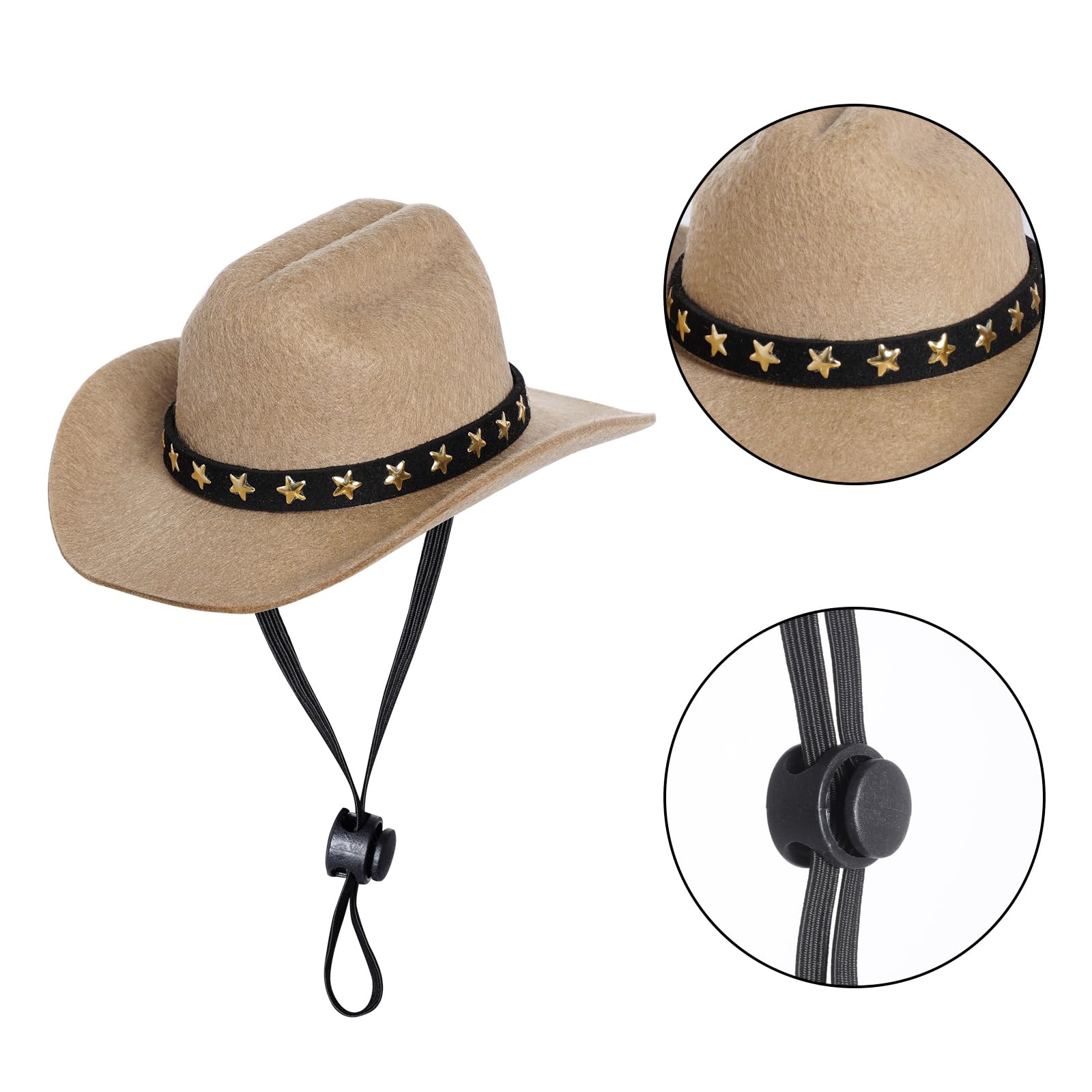 Choyaxo sombrero vaquero khaki, detalle de estrella, perfecto para disfraces y ocasiones especiales.