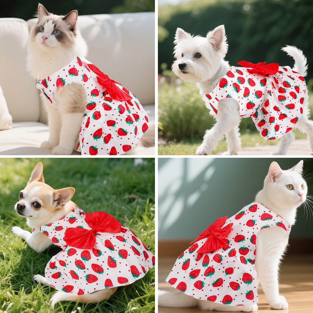 Vestido floral para mascota pequeña, look veraniego para eventos