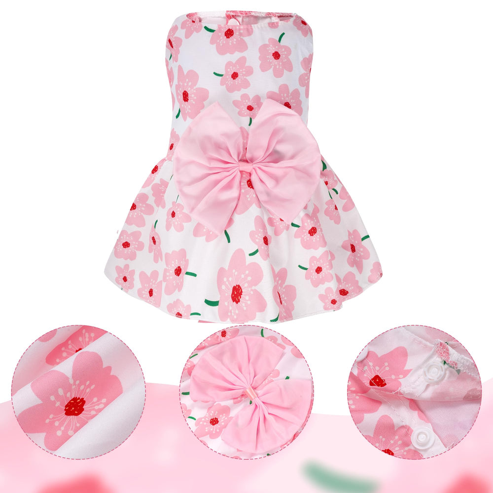 Choyaxo vestido perro floral, detalle de flor; ideal para salidas al parque.