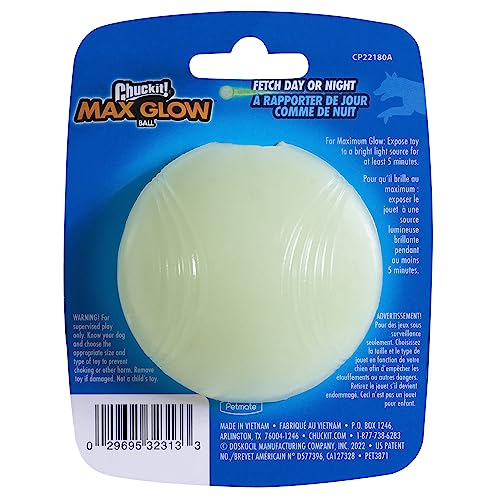 Bola Chuckit iluminada para perros de 2,5 pulgadas, perfecta para paseos nocturnos.