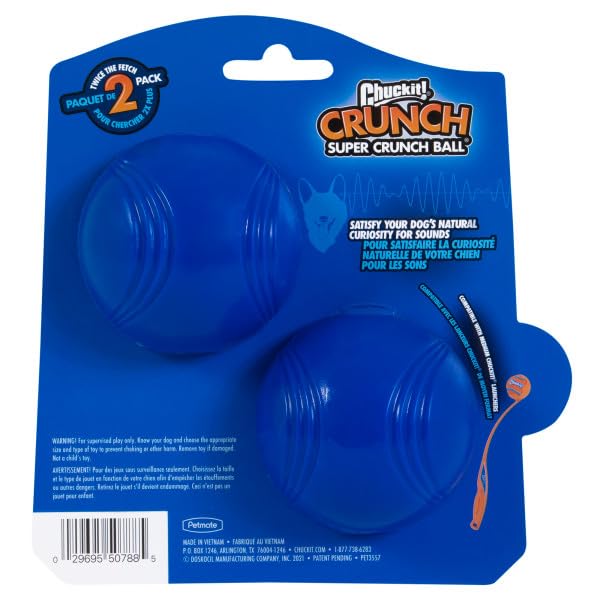 Chuckit Crunch Ball, balle durable en caoutchouc synthétique pour jeux extérieurs.