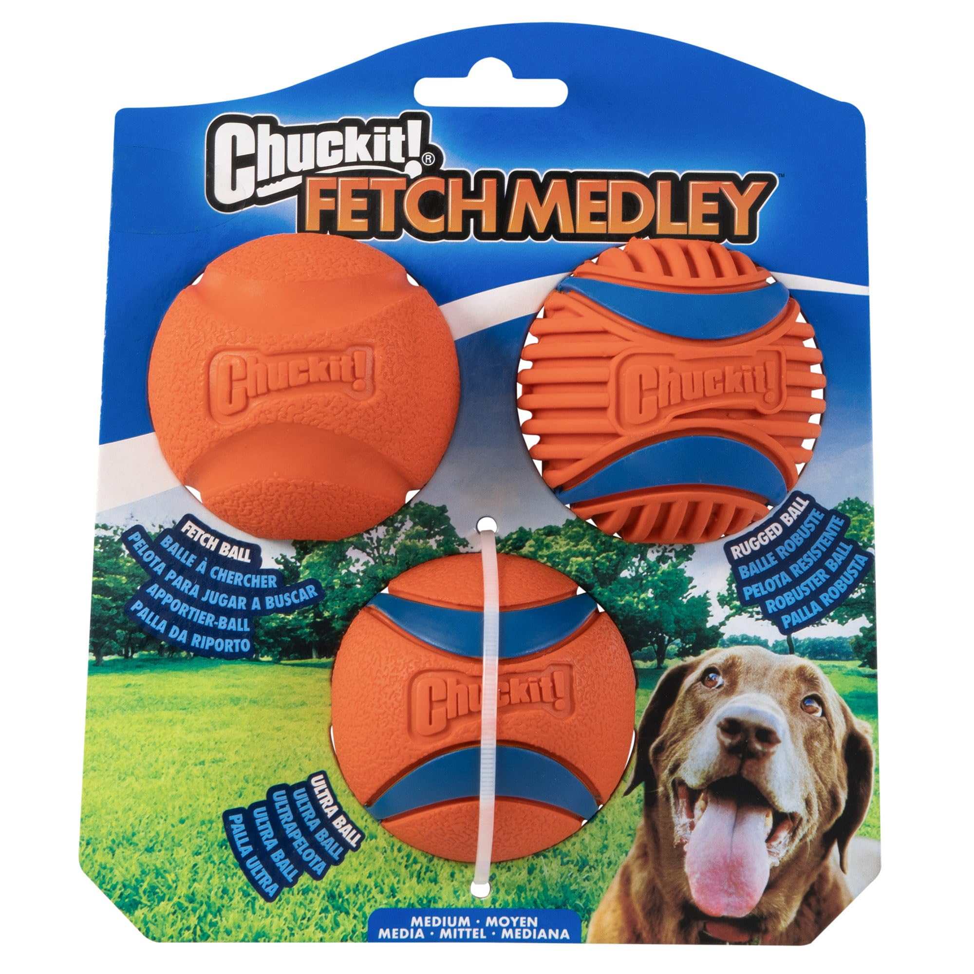 Chuckit! Fetch Medley - bola de alto rebote para juego de búsqueda al aire libre