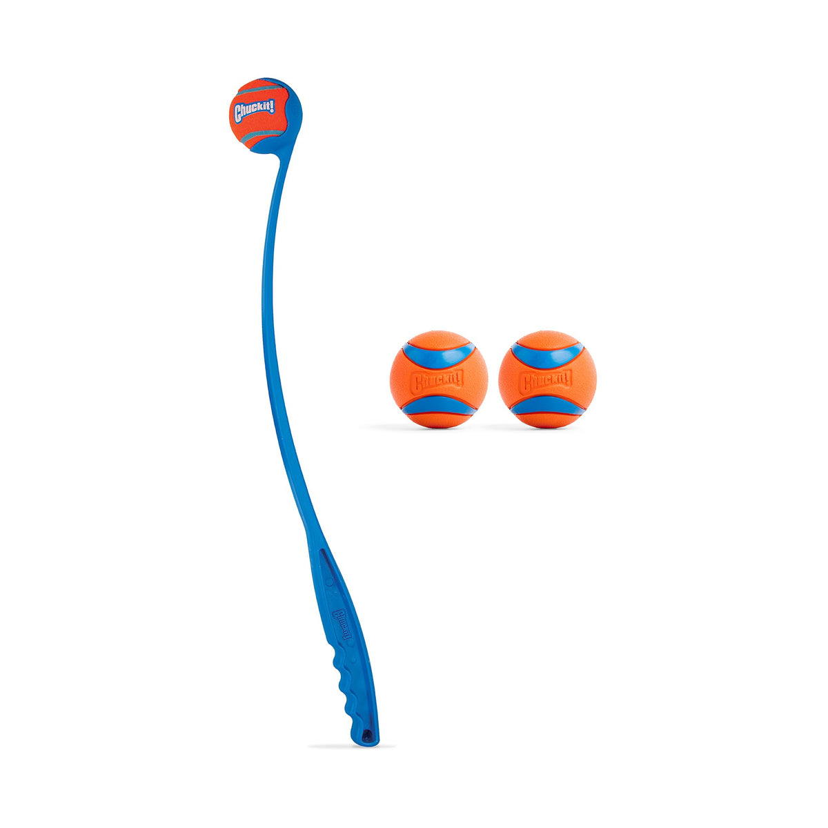 Lanzador Chuckit! con bola amarilla brillante para mayor visibilidad y juego activo.
