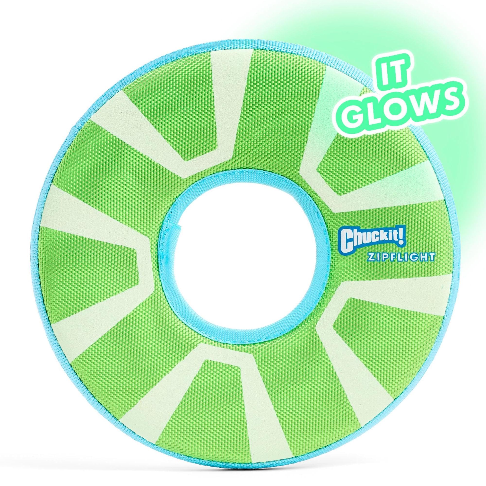 Chuckit! Max Glow Zipflight material poliéster duradero cuida encías y dientes
