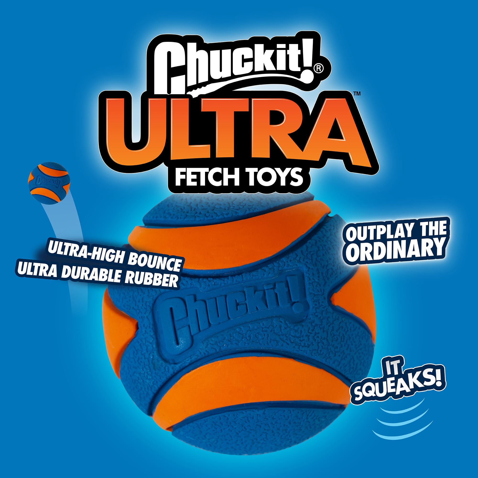 Paquete de 4 Chuckit! Ultra Ball Mediana para sesiones repetidas de juego.