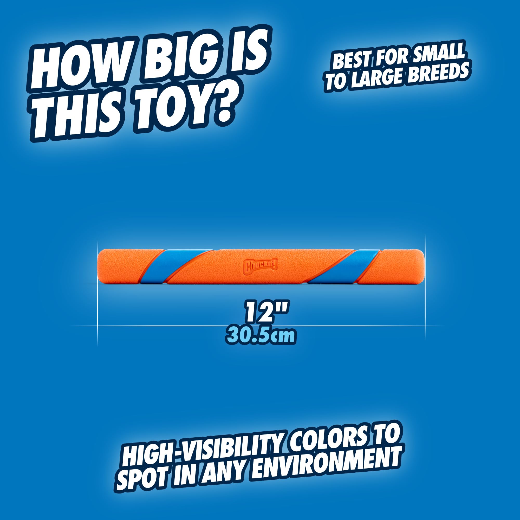 Chuckit Ultra Fetch Stick mejora la visibilidad al aire libre con colores intensos