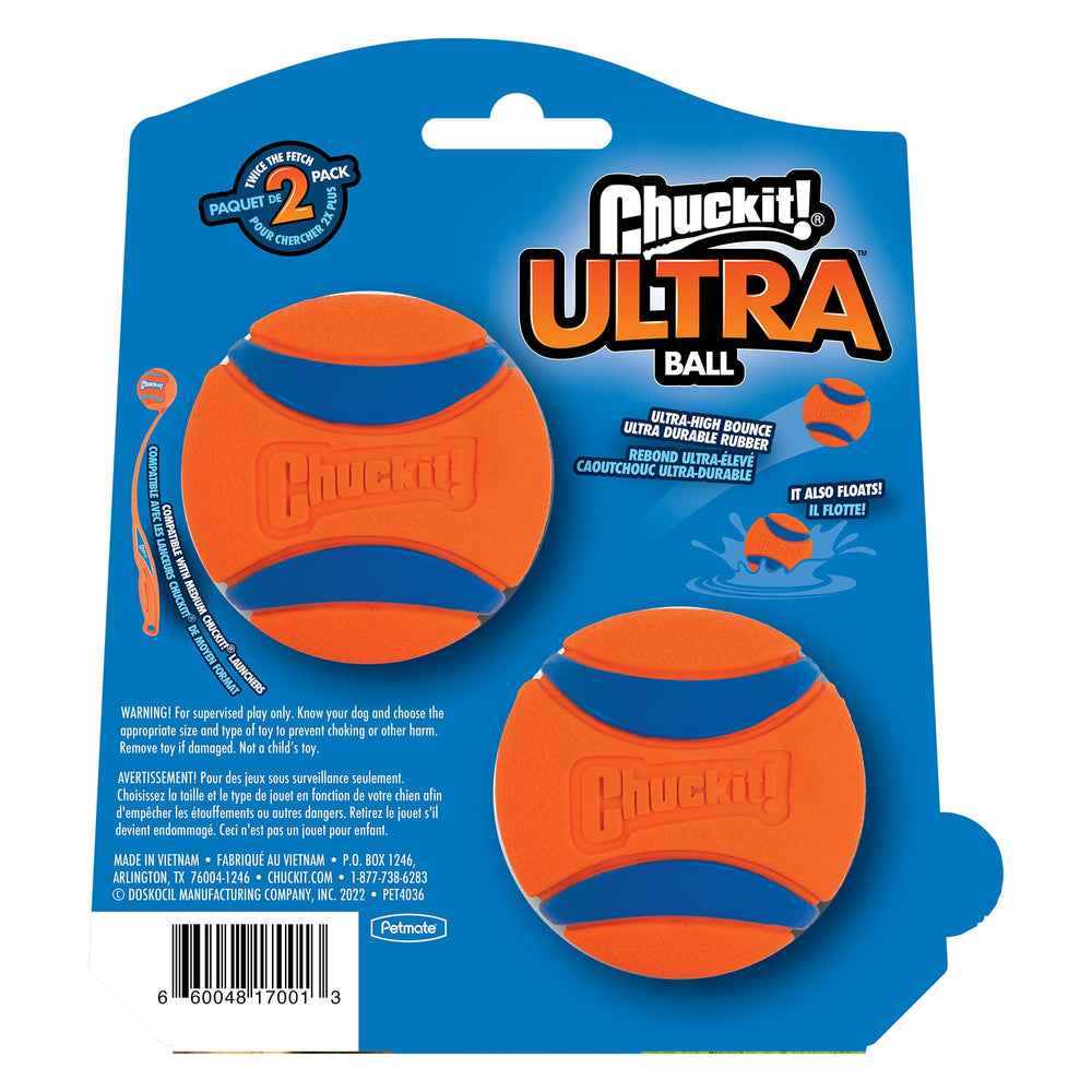 Paquete de ocho Chuckit! Ultra para sesiones repetidas.