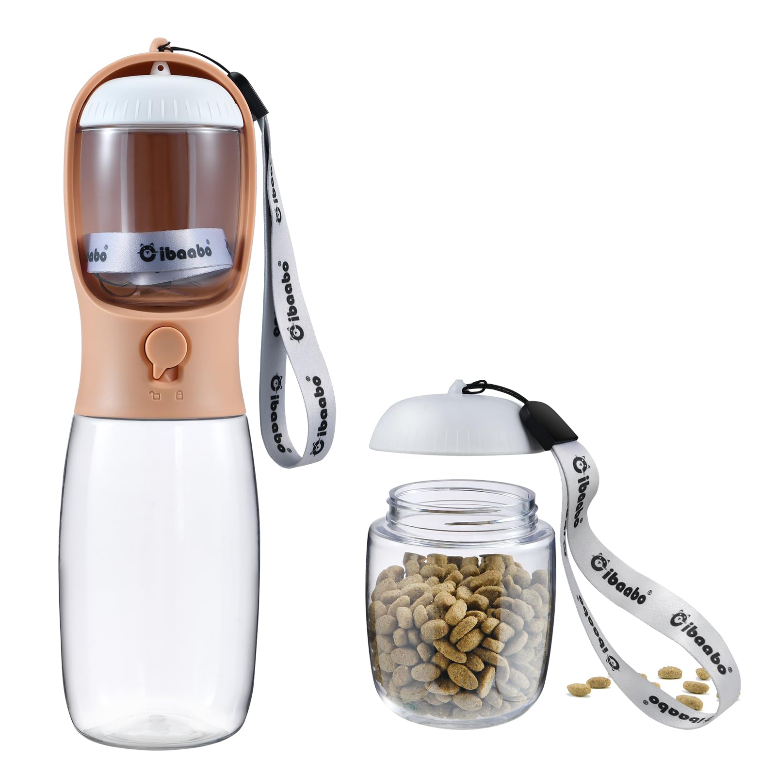 Cibaabo botella agua para perro con contenedor alimento, ideal para paseos.