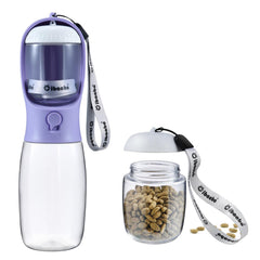 Botella Cibaabo para perros con contenedor de alimento, ideal para paseos.
