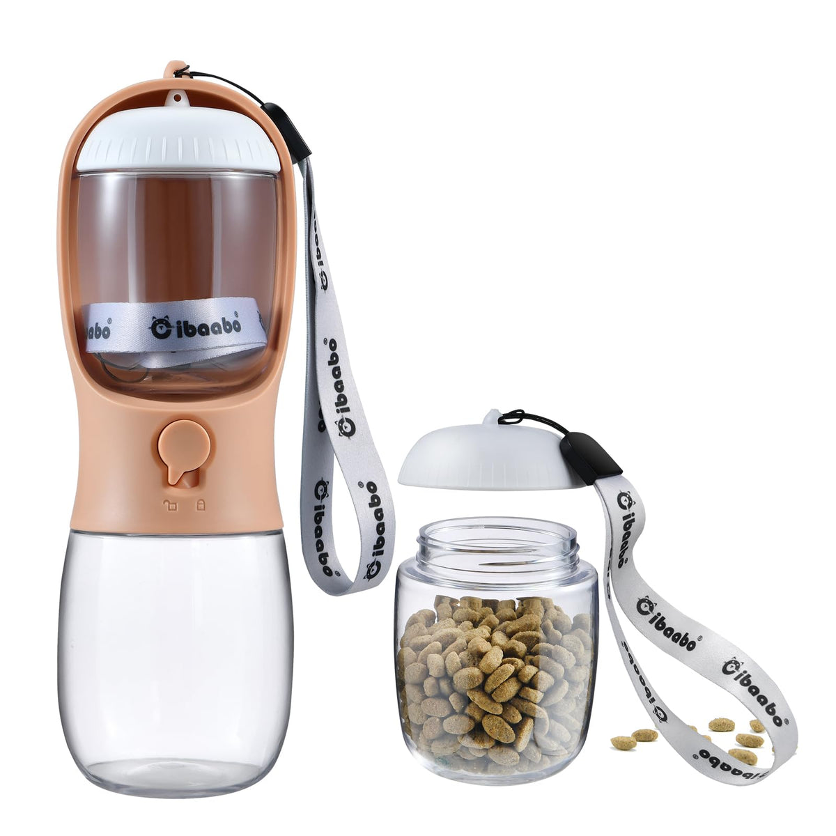 Cibaabo botella para perros con contenedor de comida, ideal para paseos.