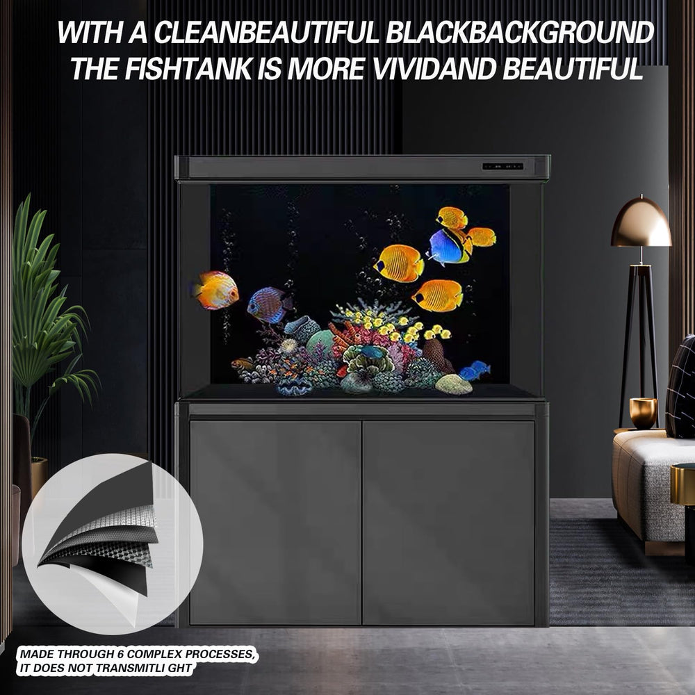 Fondo negro para acuario CICK SEED, instalación fácil sin herramientas.