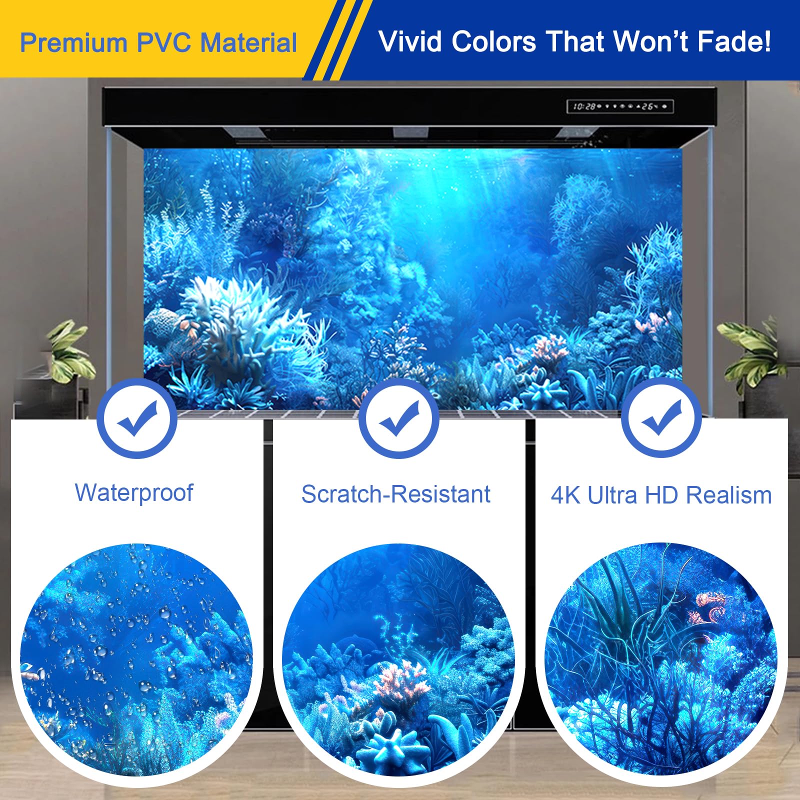 Fondo acuario para tanques 10-100 galones de CICK SEED, integración versátil